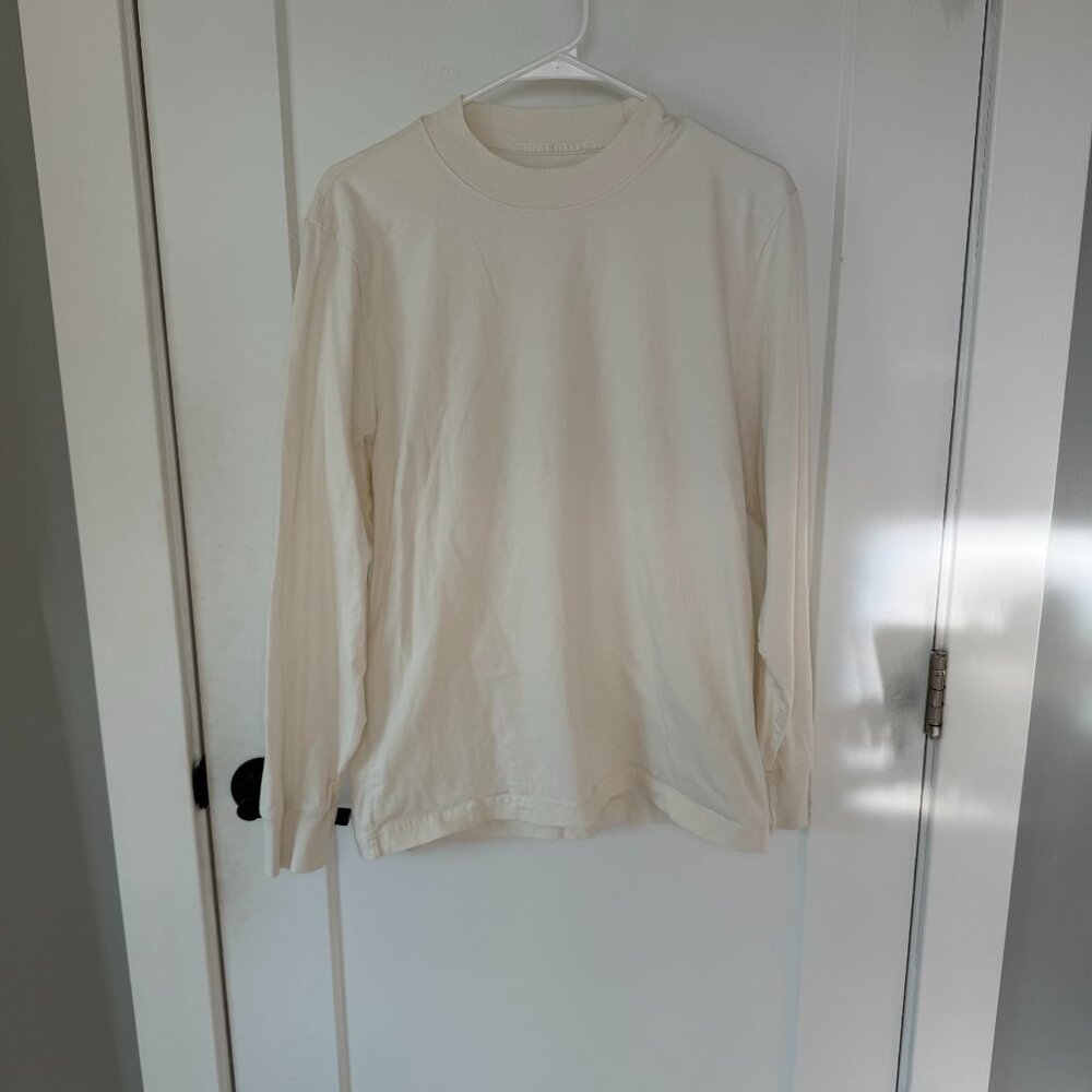 Abercrombie Cream Mockneck Shirt Medium Mens Mock Neck White